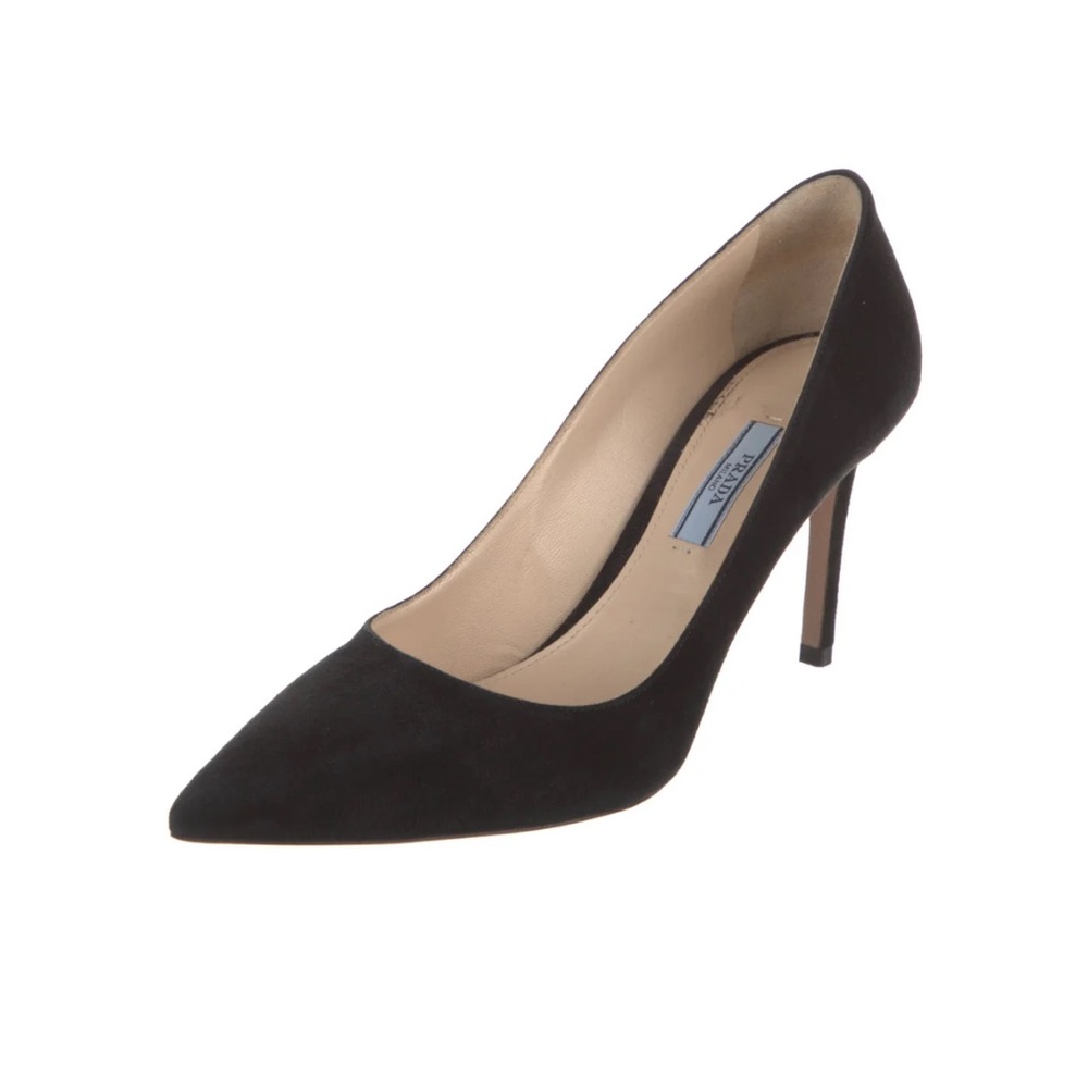 Prada Black Suede Pumps 38 / 8 - Picture 2 of 8
